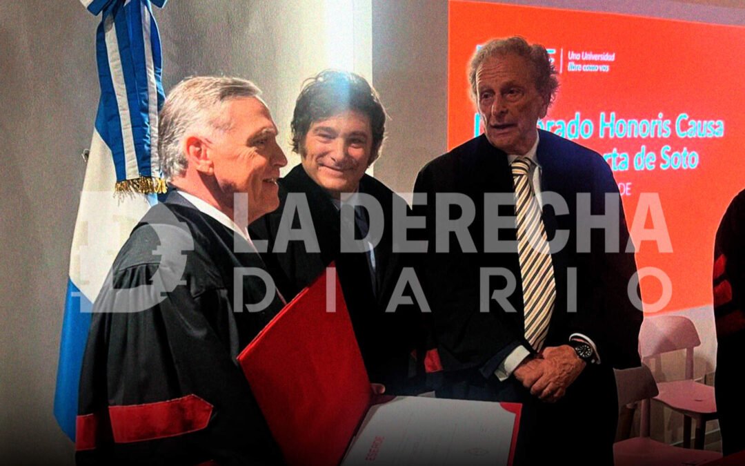 Javier Milei entregó el doctorado ‘Honoris Causa’ al profesor Huerta de Soto