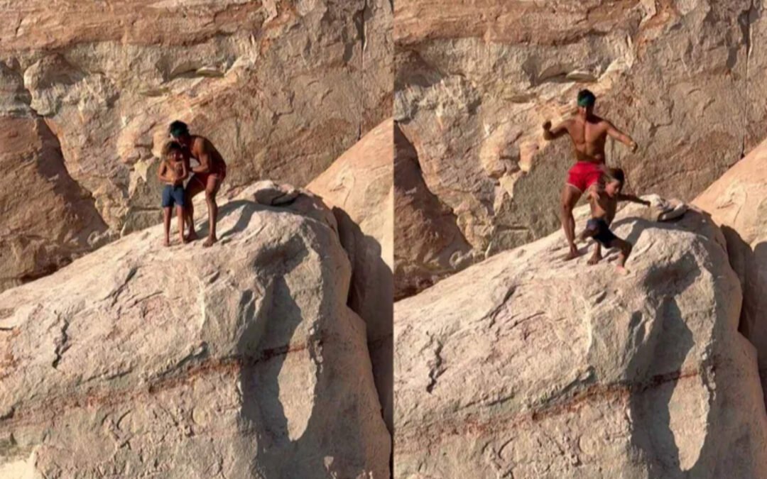 Un influencer lanzó a su hijo de 7 años de un acantilado y salieron a matarlo en redes