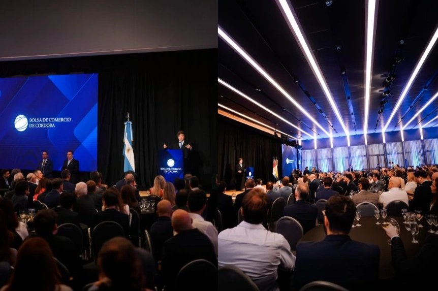 milei-en-la-bolsa-de-comercio-de-cordoba:-el-presidente-destaco-indicadores-positivos-y-tagle-respaldo-el-rumbo-nacional